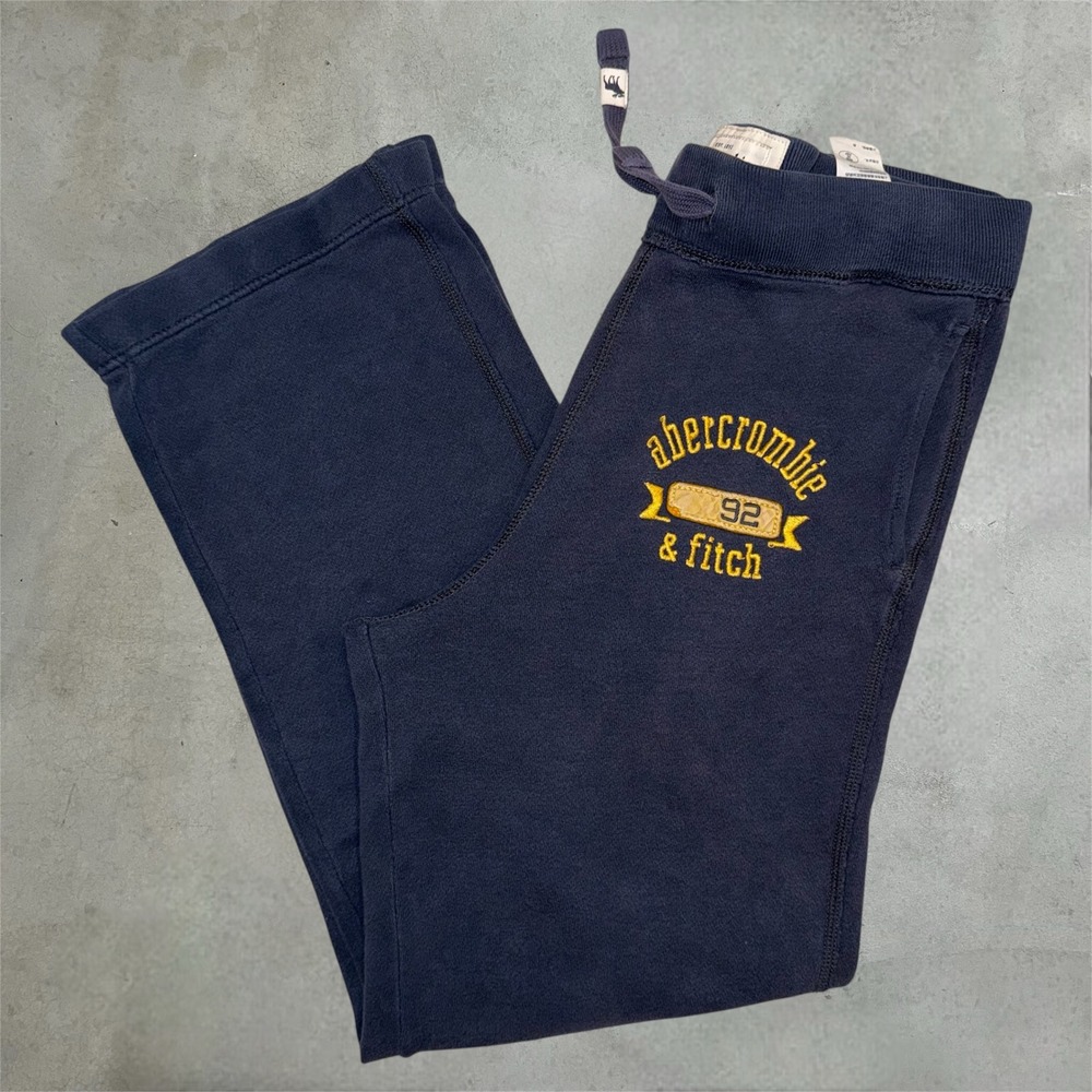 Abercrombie Kids Navy Blue Logo Sweatpants XL Boys Fleece Joggers Drawstring
